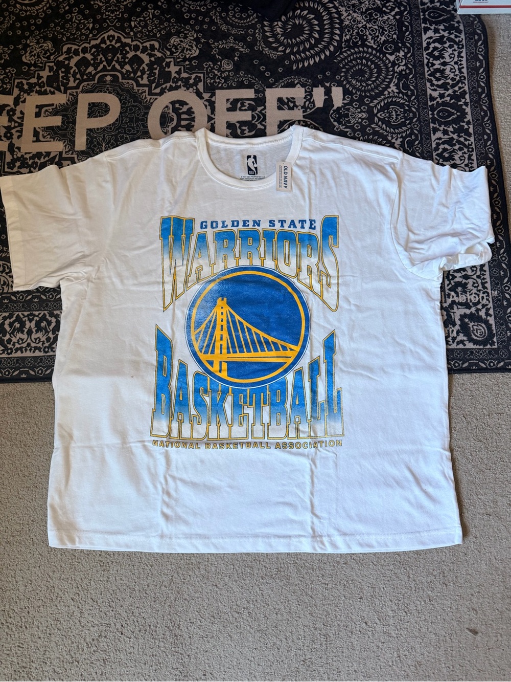 Golden State Warriors White & Blue Basketball Graphic T-Shirt - NBA
